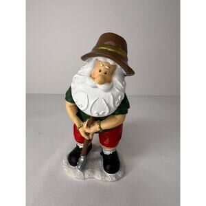 Santa Playing Golf Figurine 5" Tall